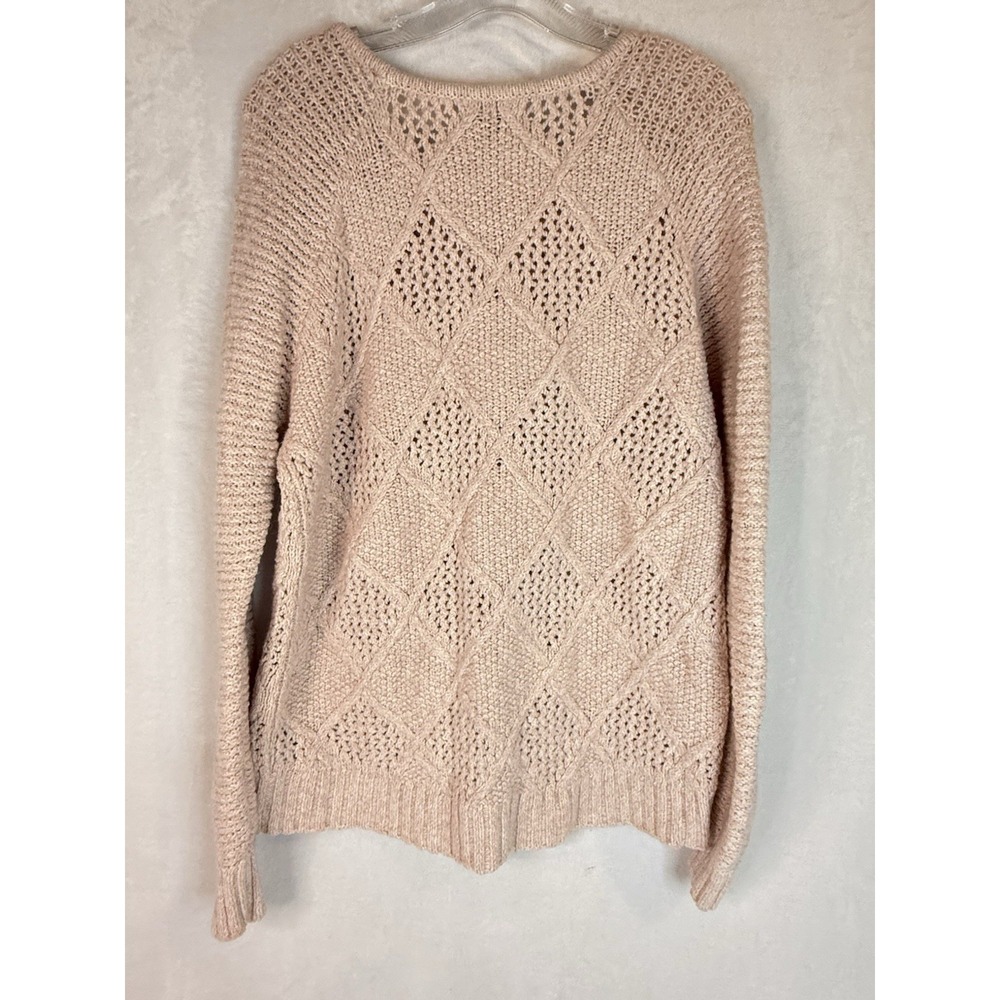 American Eagle‎ Blush Pink Knit Sweater Open Weave Diamond Cozy Boho Size M